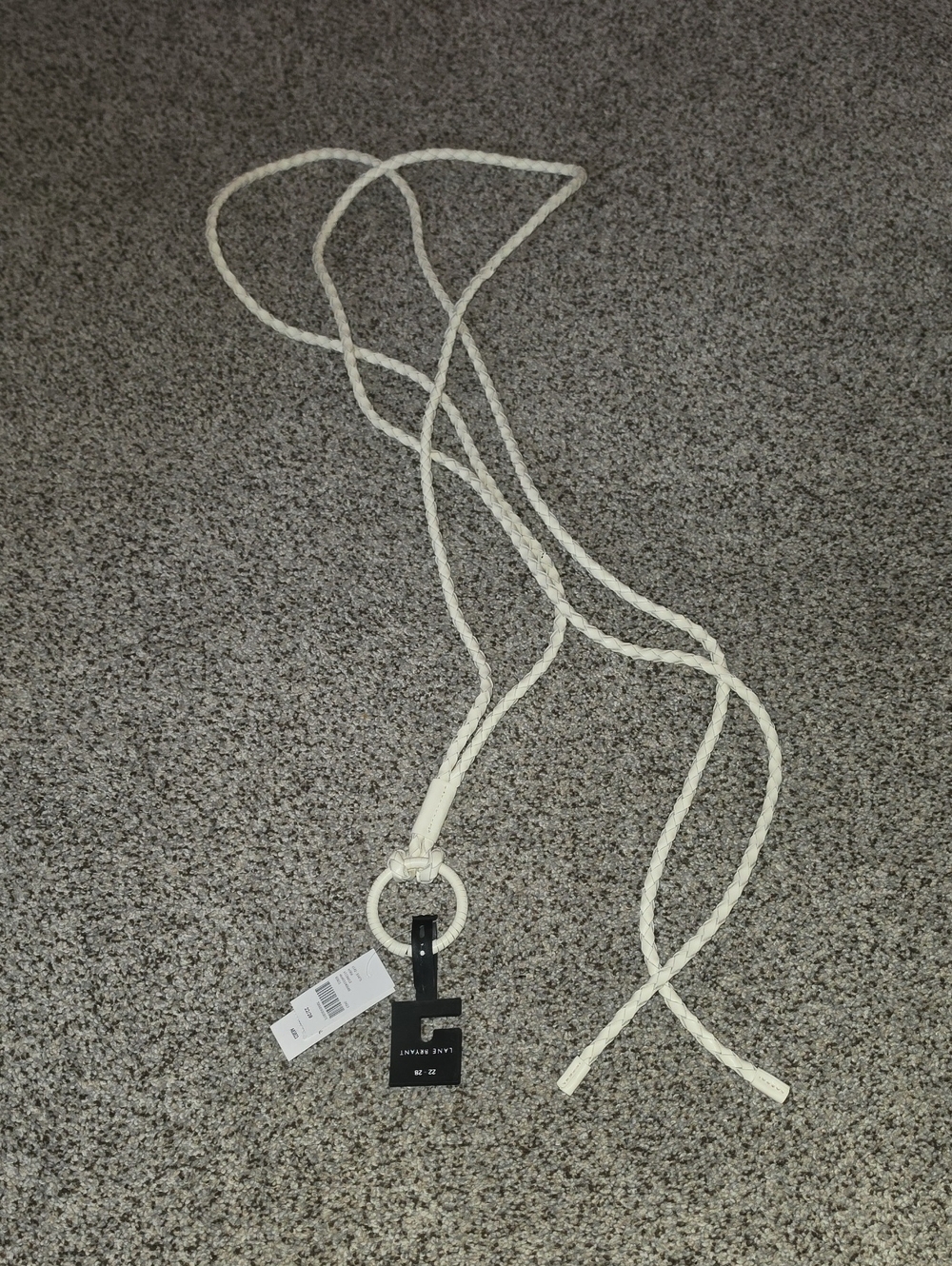 Lane Bryant White Braided Rope Belt with Ring Accent 22-28